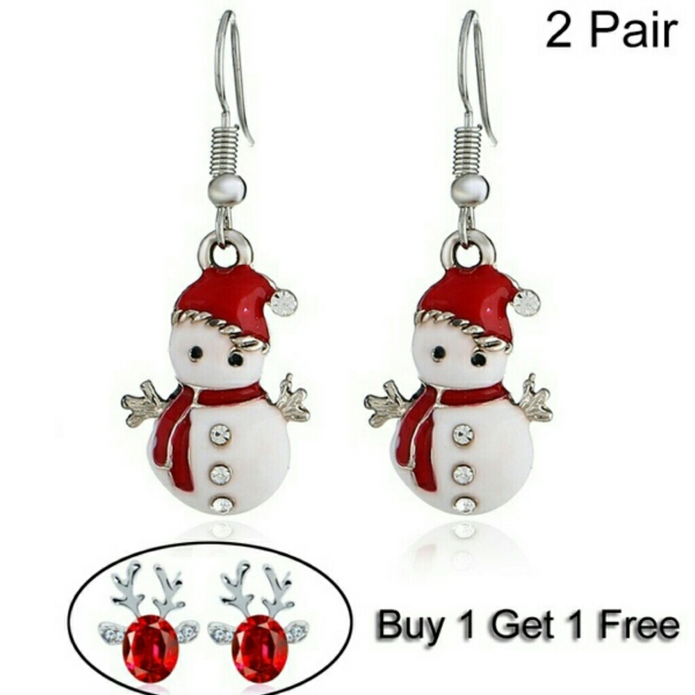 NWOT!!!  Snowman & Reindeer Earrings